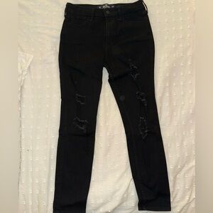 Hollister High Rise Crop Super Skinny Black Jeans